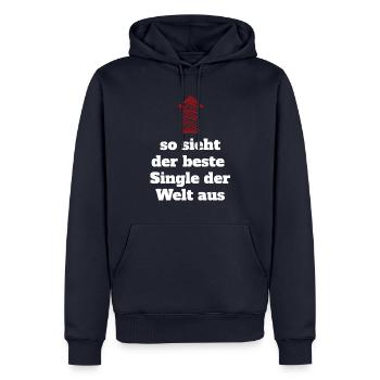 Single Spruch Sprüche, bester Single der Welt - Männer Premium Bio Hoodie - Navy - Vorne - Nico (187cm)