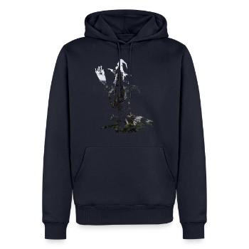 Witch with Broom | Grunge Silhouette - Men’s Premium Organic Hoodie - navy - Front - Nico (187cm)