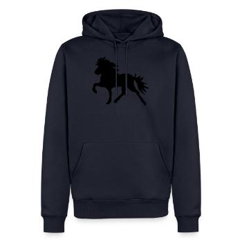 Cheval islandais - Sweat à capuche Premium bio Homme - bleu marine - Devant - Nico (187cm)