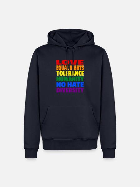 LGBT Flagge - Love Equal Rights Tolerance CSD - Männer Premium Bio Hoodie - Navy