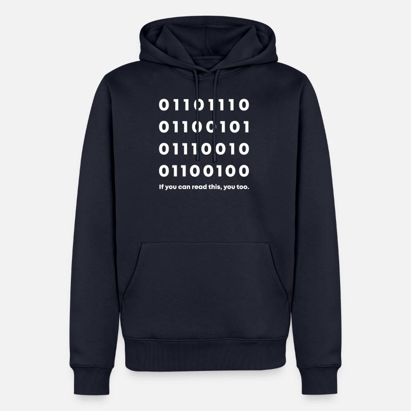 Nerd in binary code - Men’s Premium Organic Hoodie - navy