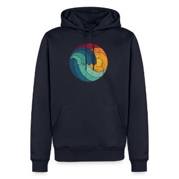 Summer Vintage Vintage Surfer Wave Surfer Wave - Sweat à capuche Premium bio Homme - bleu marine - Devant - Nico (187cm)