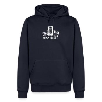 Funny retro 80s 90s VHS cassette 90s - Men’s Premium Organic Hoodie - navy - Front - Nico (187cm)