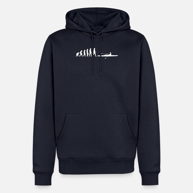 Aviron Évolution des rameurs - Sweat à capuche Premium bio Homme - bleu marine