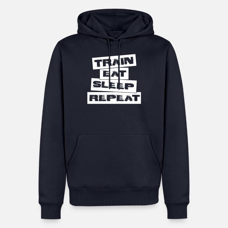 TRAIN EAT SLEEP REPEAT - Sweat à capuche Premium bio Homme - bleu marine