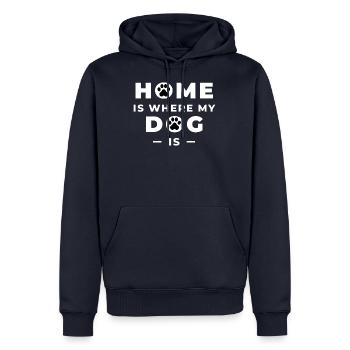 Home is where my Dog is - Männer Premium Bio Hoodie - Navy - Vorne - Nico (187cm)