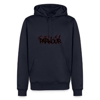 Parkour Freerunning Traceur | Les couleurs peuvent être modifiées - Sweat à capuche Premium bio Homme - bleu marine - Devant - Nico (187cm)