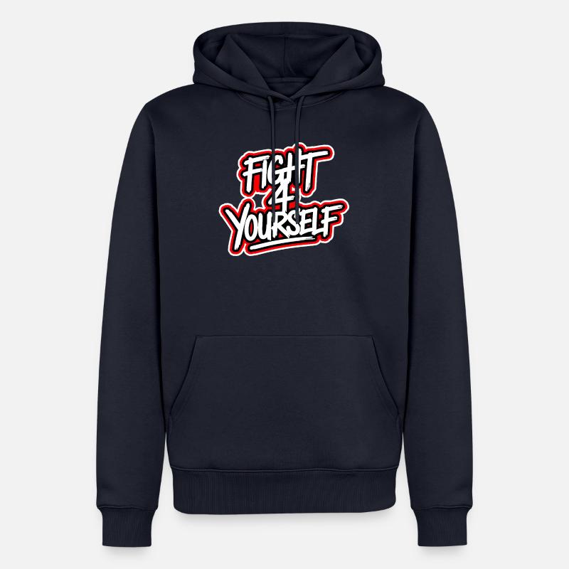 Combattez-vous à 4 vous-même - Sweat à capuche Premium bio Homme - bleu marine