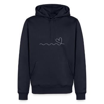 symbole d’amour de la ligne de cœur - Sweat à capuche Premium bio Homme - bleu marine - Devant - Nico (187cm)