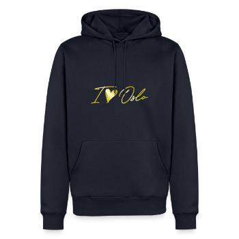 I Love Oslo - Männer Premium Bio Hoodie - Navy - Vorne - Nico (187cm)