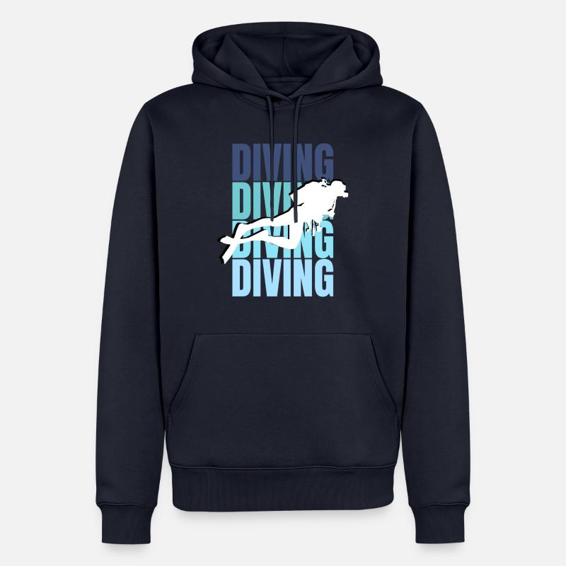 Passion de la plongée: Explorez le bleu profond - Sweat à capuche Premium bio Homme - bleu marine