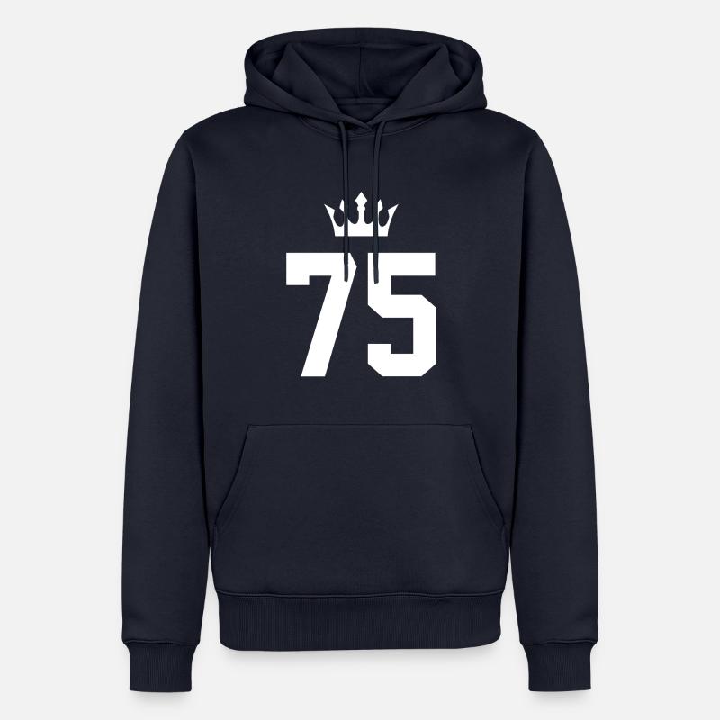75 Couronne numérique - Sweat à capuche Premium bio Homme - bleu marine