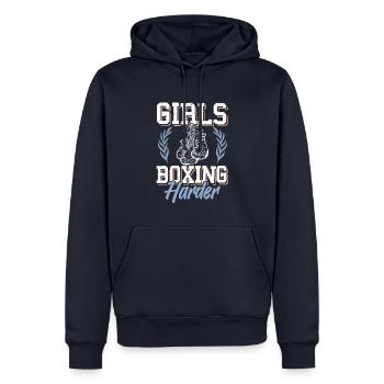 Filles Boxe femmes - Sweat à capuche Premium bio Homme - bleu marine - Devant - Nico (187cm)