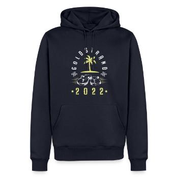 Goldstrand 2022 - Männer Premium Bio Hoodie - Navy - Vorne - Nico (187cm)