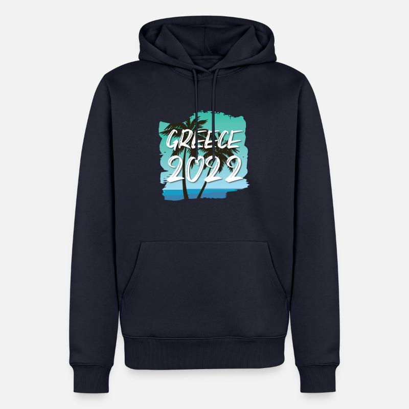 Grèce 2022 - Sweat à capuche Premium bio Homme - bleu marine