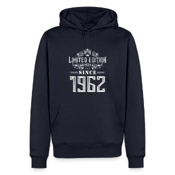 Édition limitée 1962 - Sweat à capuche Premium bio Homme - bleu marine - Devant - Nico (187cm)