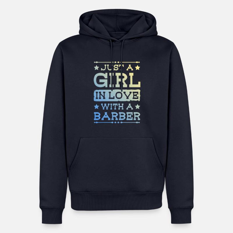 Fille amoureuse d’un coiffeur - Sweat à capuche Premium bio Homme - bleu marine