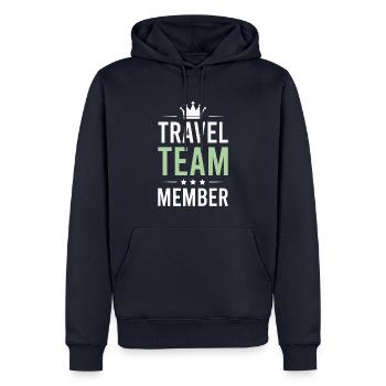 Travel Team - Männer Premium Bio Hoodie - Navy - Vorne - Nico (187cm)