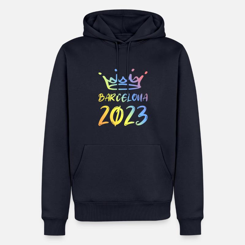 Barcelone 2023 - Sweat à capuche Premium bio Homme - bleu marine
