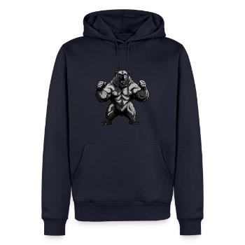 Ours Grizzly Musculation Muscles - Sweat à capuche Premium bio Homme - bleu marine - Devant - Nico (187cm)