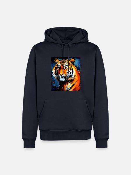 Tiger Portrait - Männer Premium Bio Hoodie - Navy