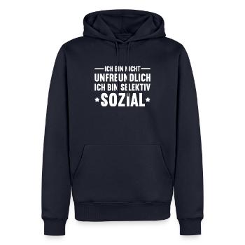 Selektiv Sozial Misanthrop - Männer Premium Bio Hoodie - Navy - Vorne - Nico (187cm)