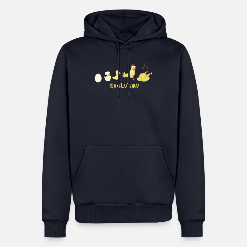 Evolution Egg Pollo Arrosto Pollo Barbecue - Felpa con cappuccio ecologica premium da uomo - blu navy