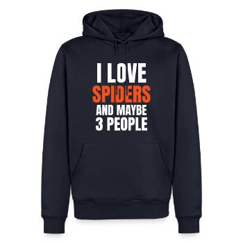 Ich liebe Spinnen und vielleicht 3 Leute lustig - Männer Premium Bio Hoodie - Navy - Vorne - Nico (187cm)
