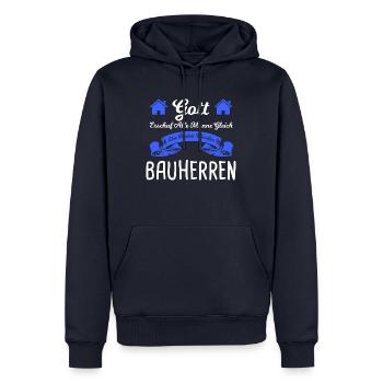 Bauherr Bauherrin Häuslebauer Geschenk - Männer Premium Bio Hoodie - Navy - Vorne - Nico (187cm)