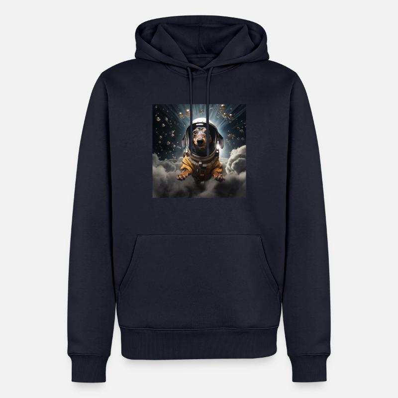 Teckel de l’espace - Sweat à capuche Premium bio Homme - bleu marine