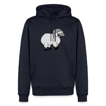Drôle de mouton qui rit - Sweat à capuche Premium bio Homme - bleu marine - Devant - Nico (187cm)