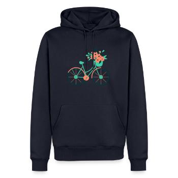Customisable bike with flowers - Men’s Premium Organic Hoodie - navy - Front - Nico (187cm)