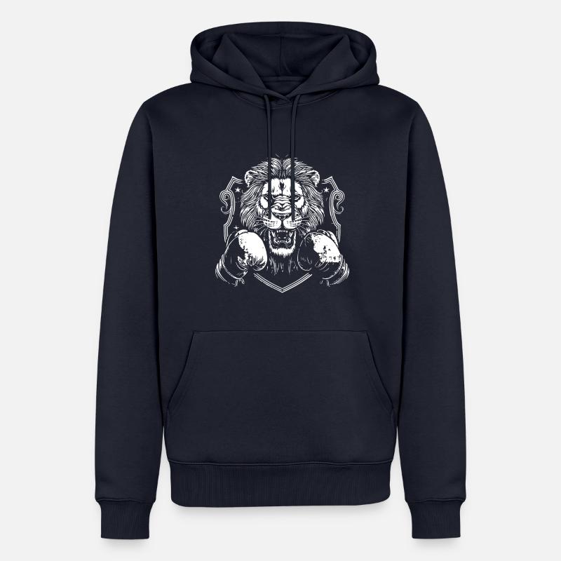 Lion Boxer Boxe MMA - Sweat à capuche Premium bio Homme - bleu marine