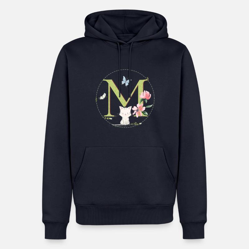 Anfangsbuchstabe M mit Katze - Männer Premium Bio Hoodie - Navy