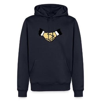 Serrer les mains 3 - Sweat à capuche Premium bio Homme - bleu marine - Devant - Nico (187cm)