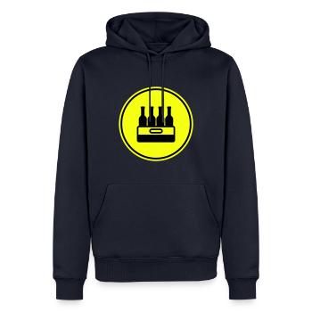 Bierflasche Kiste - Männer Premium Bio Hoodie - Navy - Vorne - Nico (187cm)