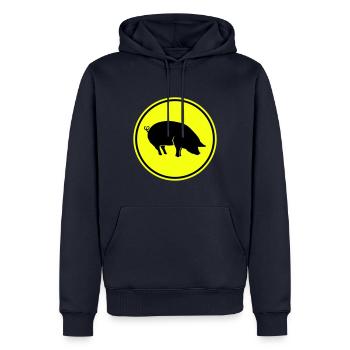 Animal porcin - Sweat à capuche Premium bio Homme - bleu marine - Devant - Nico (187cm)