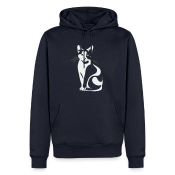 Katze Minimalistisch - Männer Premium Bio Hoodie - Navy - Vorne - Nico (187cm)