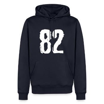 Maillot à 82 numéros - Sweat à capuche Premium bio Homme - bleu marine - Devant - Nico (187cm)
