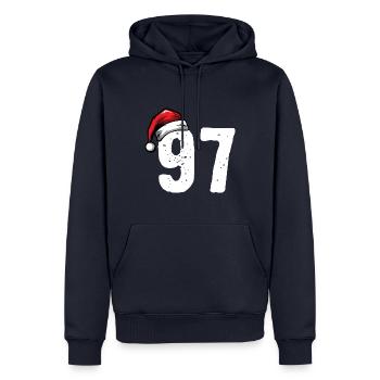 97 Numéro Noël - Sweat à capuche Premium bio Homme - bleu marine - Devant - Nico (187cm)
