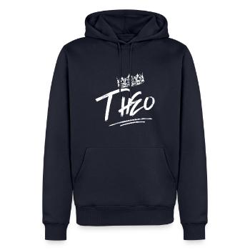 Théo - Sweat à capuche Premium bio Homme - bleu marine - Devant - Nico (187cm)