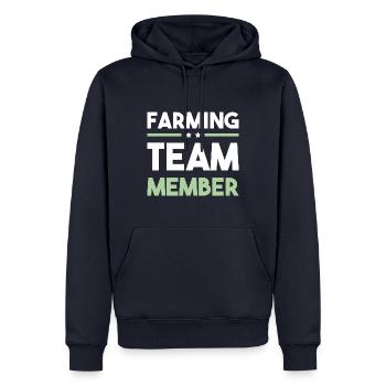 Farming Team - Männer Premium Bio Hoodie - Navy - Vorne - Nico (187cm)