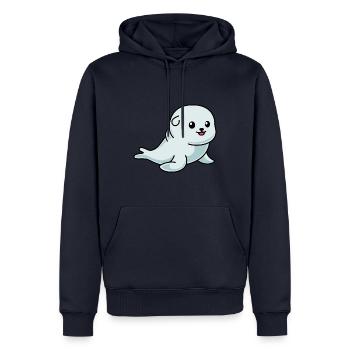 Robbe Tier Comic - Männer Premium Bio Hoodie - Navy - Vorne - Nico (187cm)