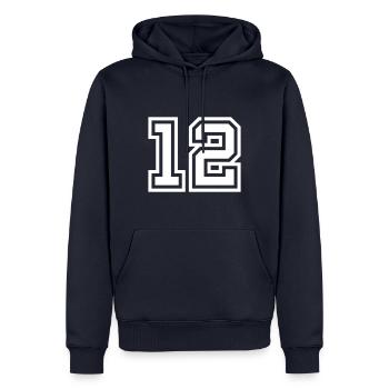 12 Zahl symbol - Männer Premium Bio Hoodie - Navy - Vorne - Nico (187cm)