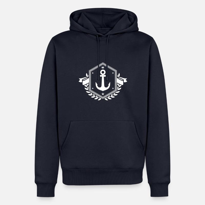 Bouclier d’icône d’ancrage - Sweat à capuche Premium bio Homme - bleu marine