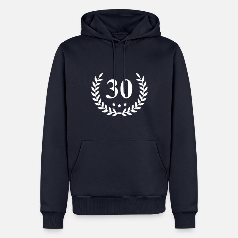 30 Couronne numérique - Sweat à capuche Premium bio Homme - bleu marine