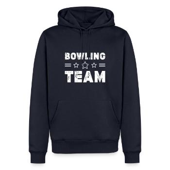 Bowling Team - Männer Premium Bio Hoodie - Navy - Vorne - Nico (187cm)