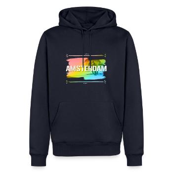 Amsterdam - Men’s Premium Organic Hoodie - navy - Front - Nico (187cm)