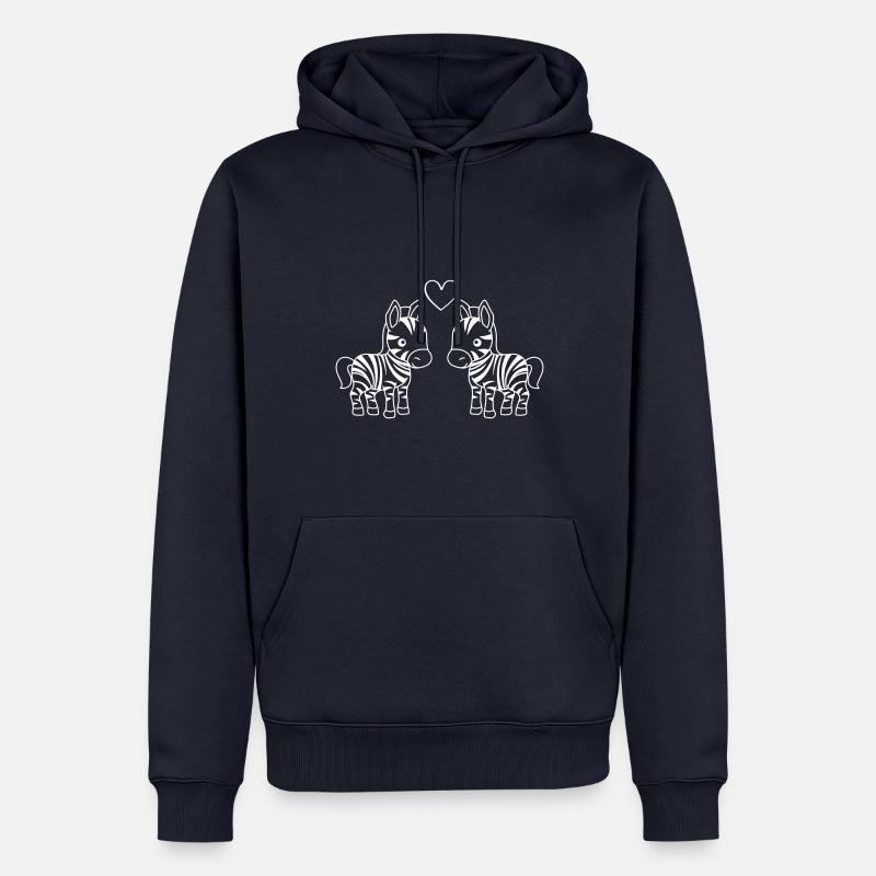 Zebra Comic Paar Liebe - Männer Premium Bio Hoodie - Navy