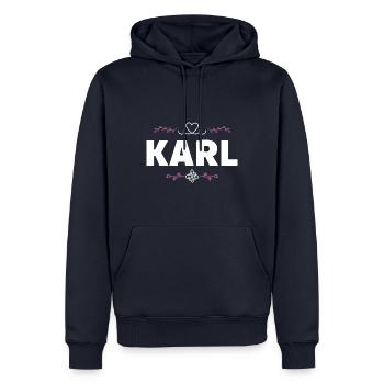 Karl - Männer Premium Bio Hoodie - Navy - Vorne - Nico (187cm)